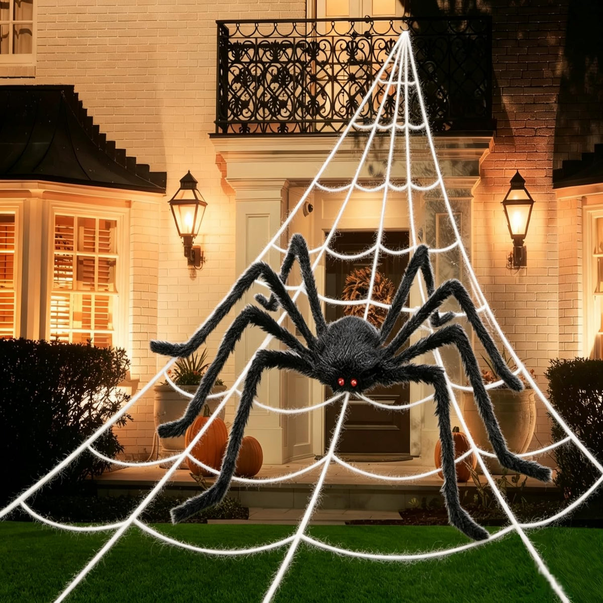 Giant spider web with 150cm hairy spider Halloween decoration
