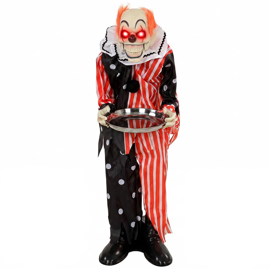 Animated talking clown with candy tray Halloween animatronic