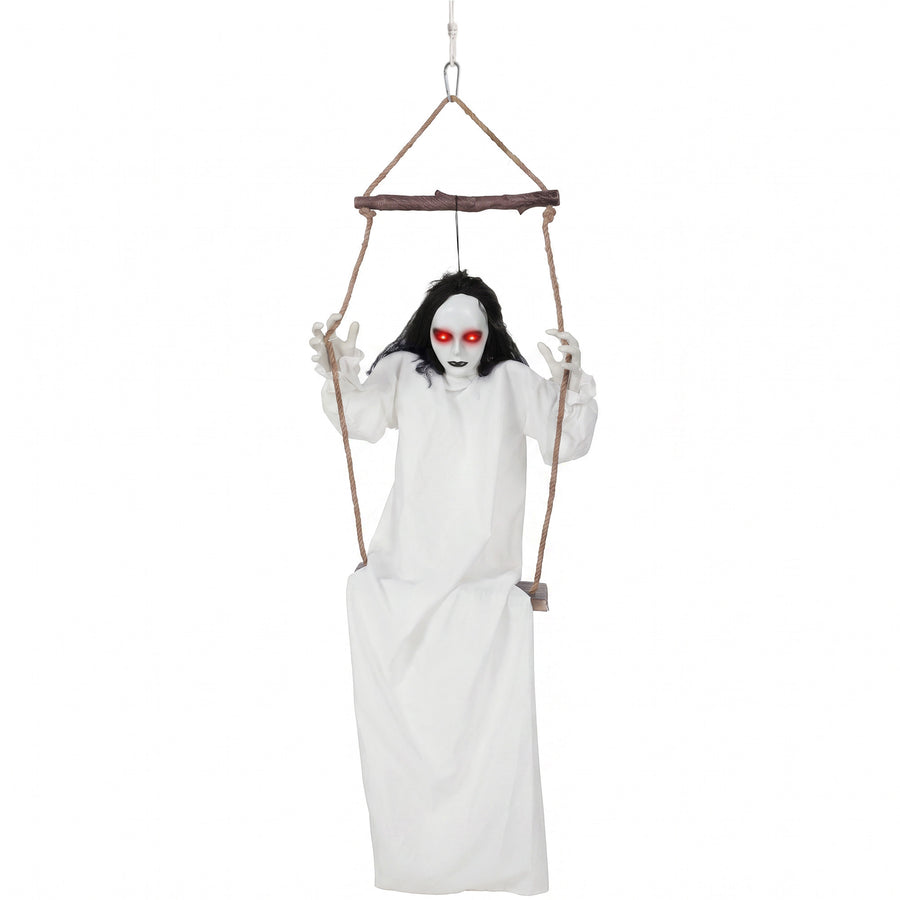 Animated hanging swing ghost Halloween prop