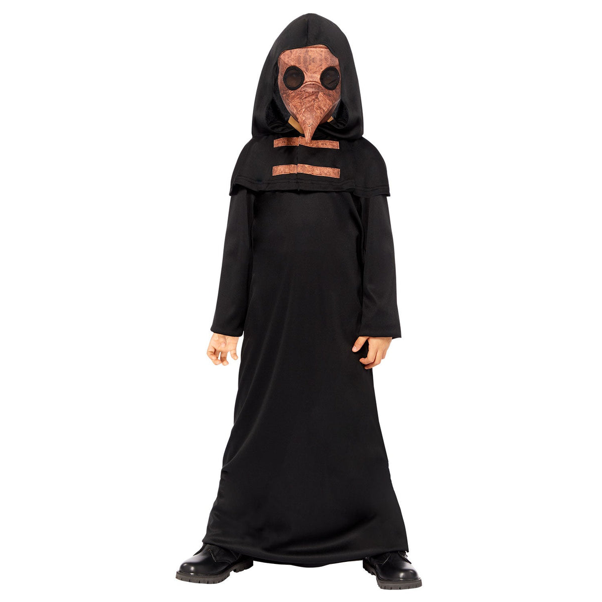 Plague Doctor kids' Halloween costume with hooded black robe