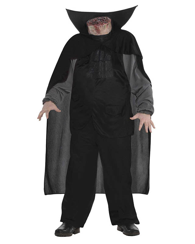Headless Horseman men's Halloween costume with neck stump