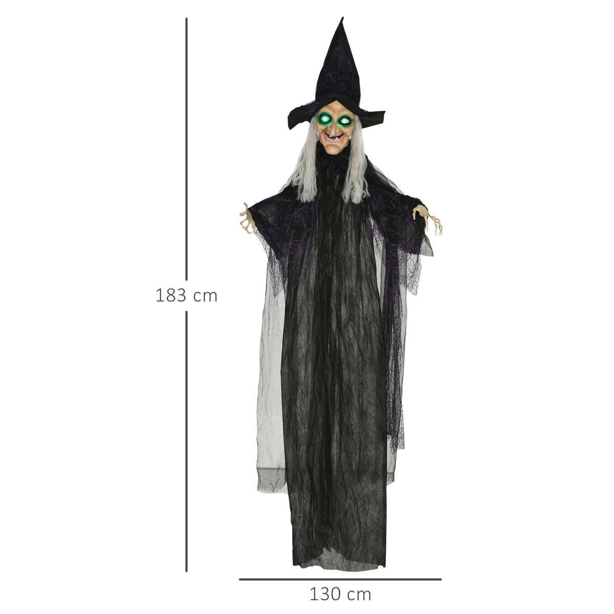 6ft hanging Halloween witch with light-up eyes